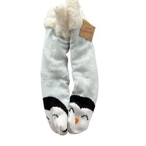 NWT Treehouse Penguin Sherpa Lined Shoe Size 5-10 Lounge Socks | SKU 1001